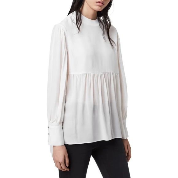 ALLSAINTS Fayre Ruffle Hem Blouse Top S - Picture 3 of 12